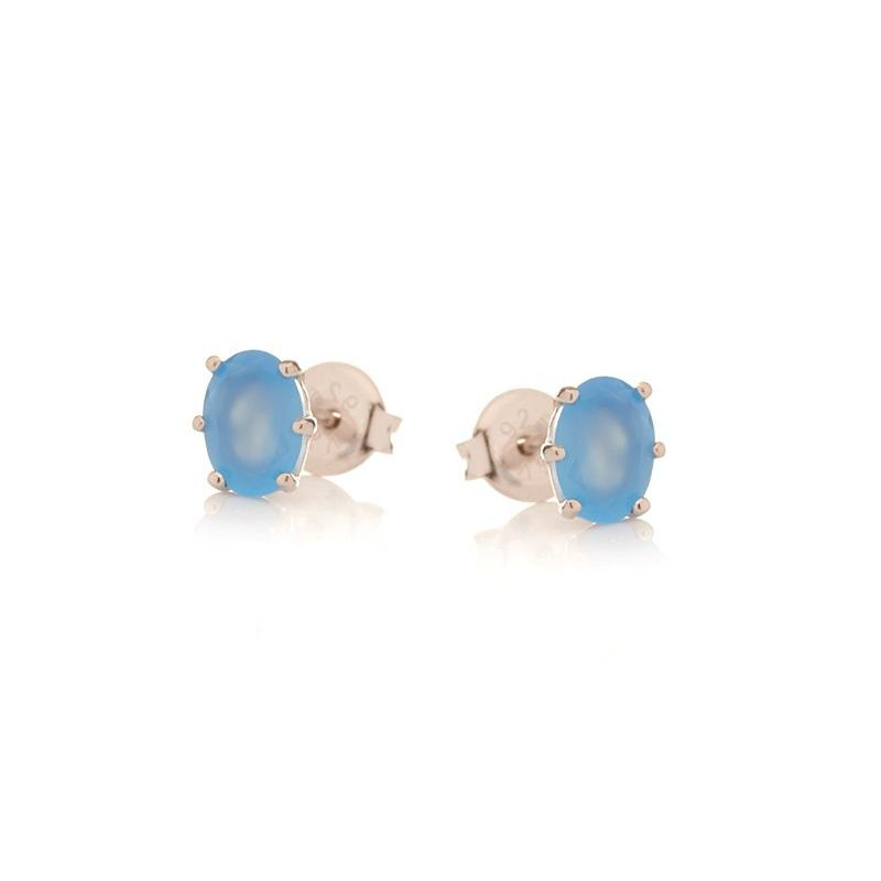 Orecchini in argento rodiato con calcedonio blu naturale, per custodire la tua serenità — foto 1