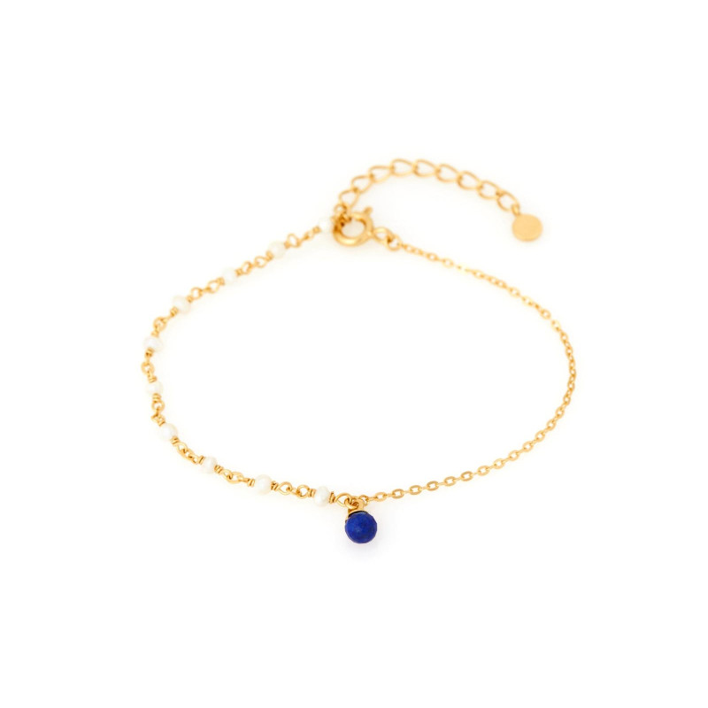 Bracciale in argento 925 con lapislazzuli e perle, per custodire la tua luce interiore — foto 1
