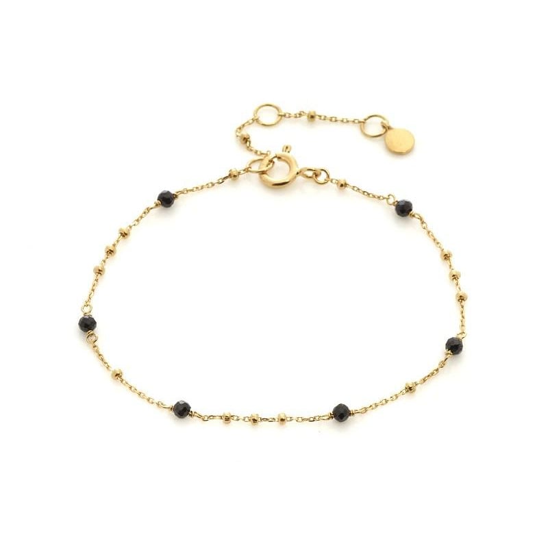 Bracciale in argento dorato 925 con spinello nero, per custodire la tua forza — foto 1