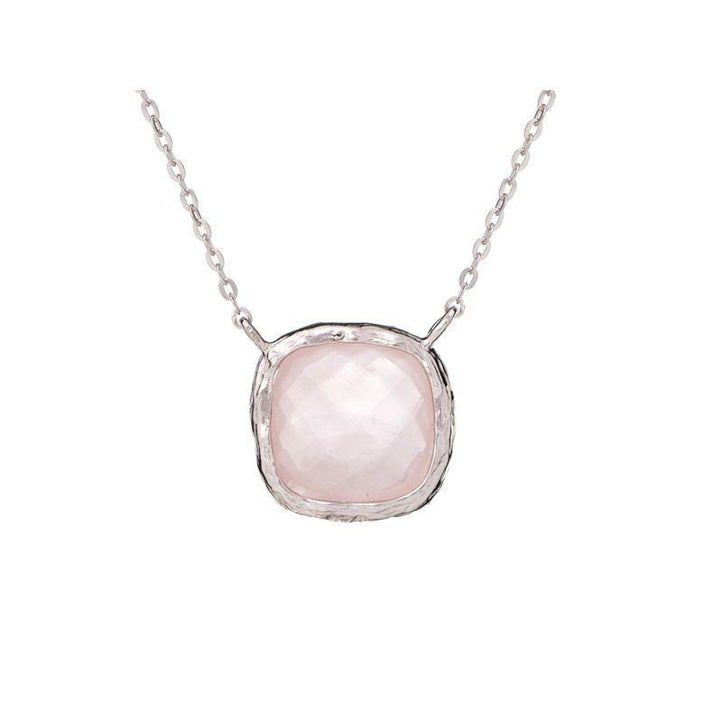 Collana in argento rodiato con quarzo rosa naturale, per accendere dolcezza nel cuore — foto 1