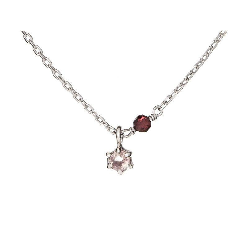 Collana in argento rodiato con quarzo rosa e granato, per celebrare l’amore — foto 1