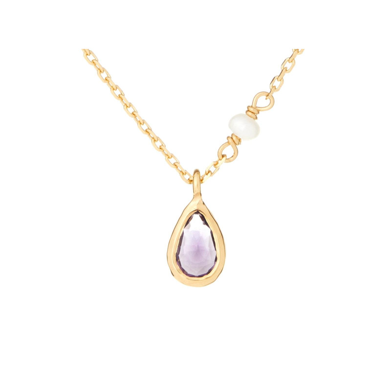 Collana in argento dorato con ametista e perle, per celebrare la tua luce interiore — foto 1