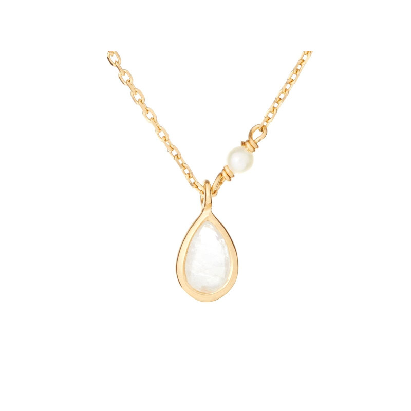 Collana di luna e perle in argento dorato, per ricordare la tua luce interiore — foto 1