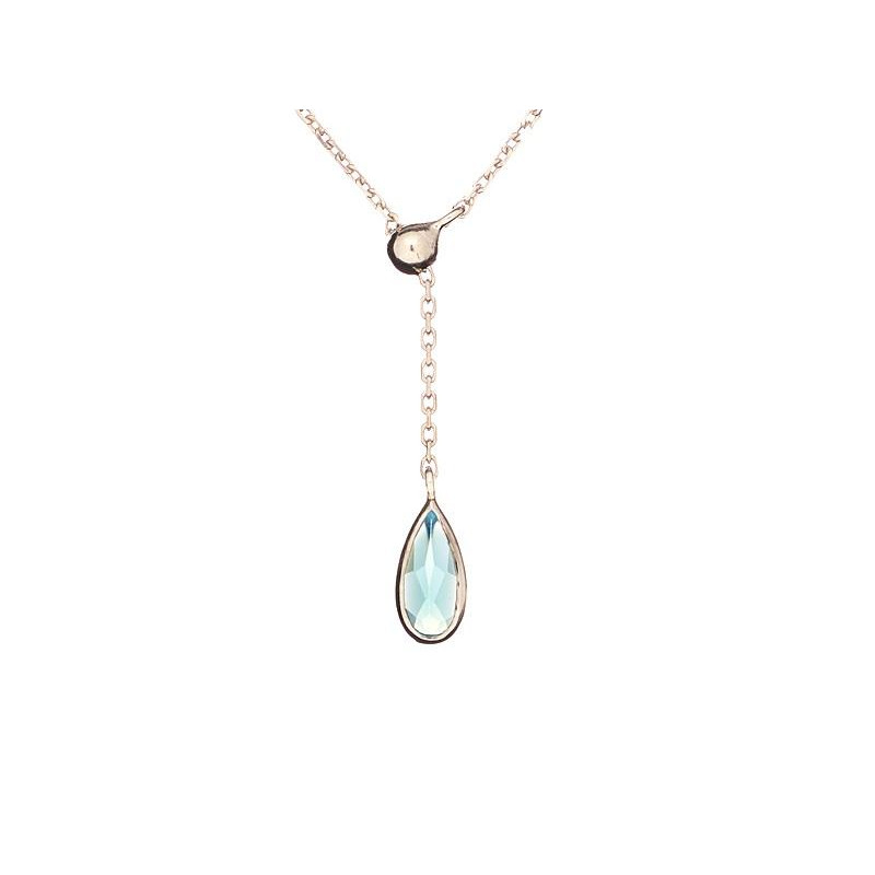 Collana goccia in argento rodiato con calcedonio azzurro, per custodire la tua serenità — foto 1