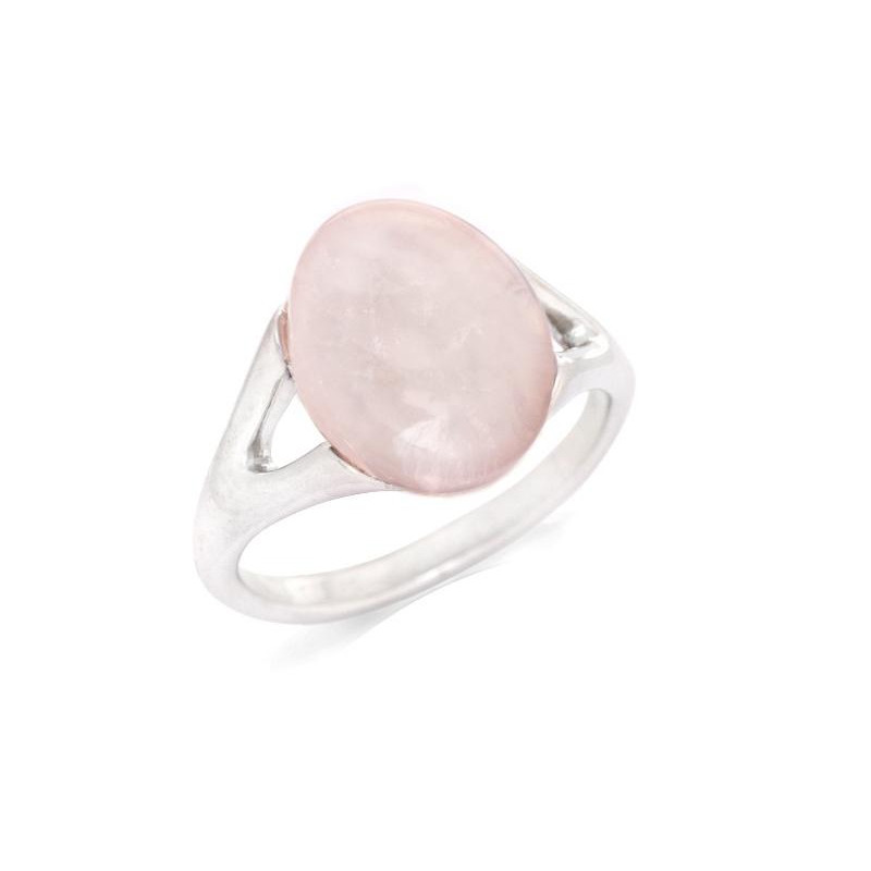 Anello in argento 925 rodiato con quarzo rosa naturale ovale, per accendere dolcezza — foto 1