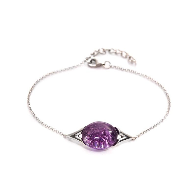 Bracciale in argento rodiato con ametista viola ovale, per celebrare la tua luce — foto 1