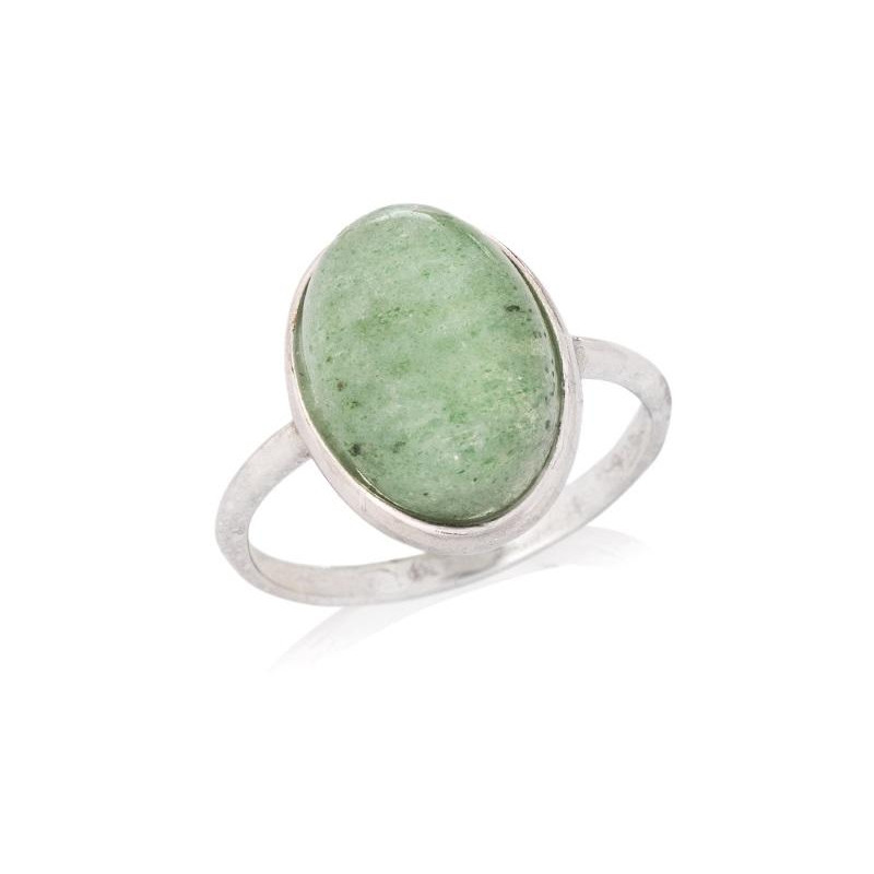 Anello con avventurina verde naturale ovale in argento 925 rodiato, per ricordare la natura dentro di te — foto 1