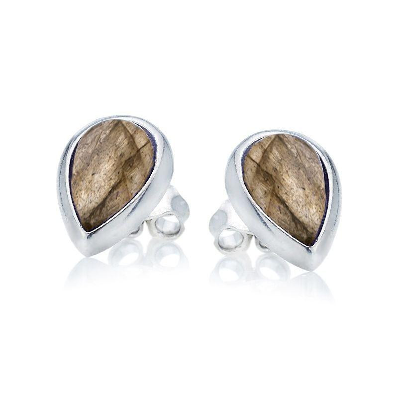 Orecchini a bottone goccia labradorite multicolore, ricordo indimenticabile — foto 1