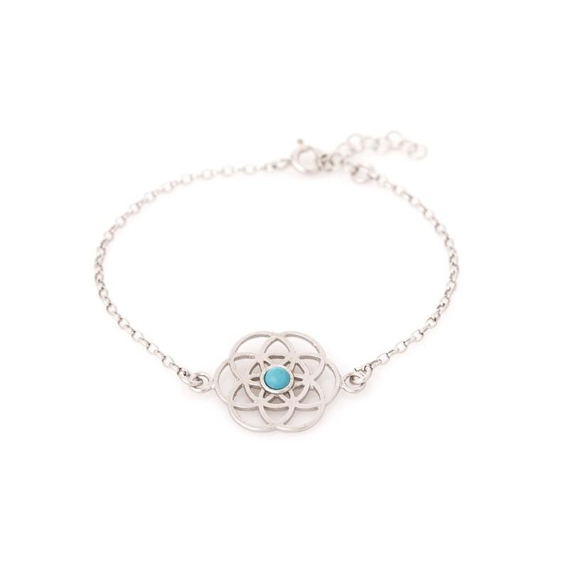 Bracciale fiore della vita turchese, per vivere intensamente — foto 1