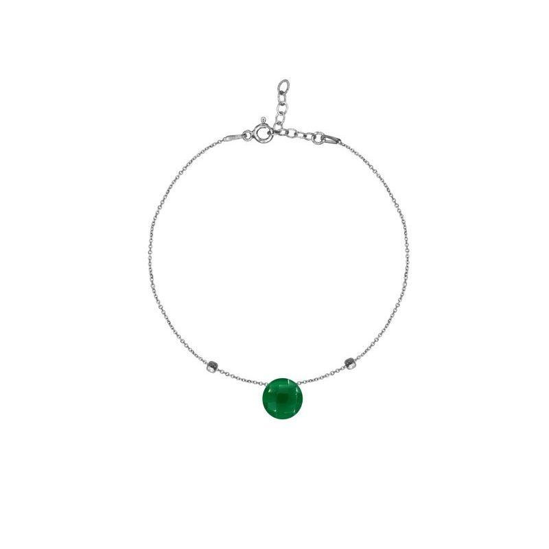 Bracciale in argento rodiato con calcedonio verde, per celebrare l’equilibrio — foto 1