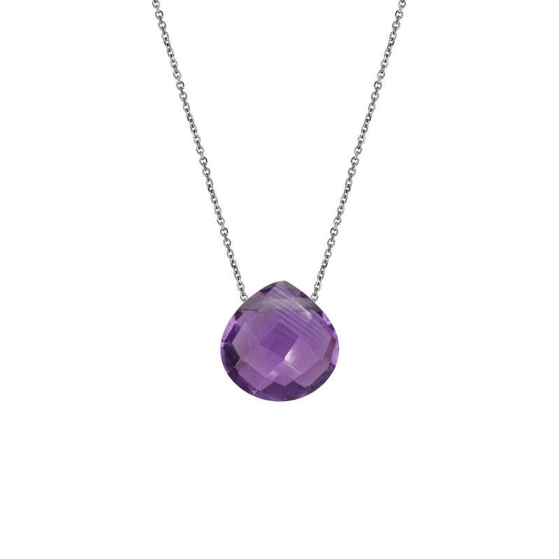 Collana cuore in argento 925 rodiato con ametista viola, per custodire il tuo amore — foto 1