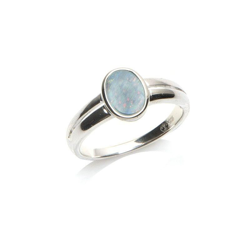 Anello opale blu ovale, per evocare l'oceano — foto 1