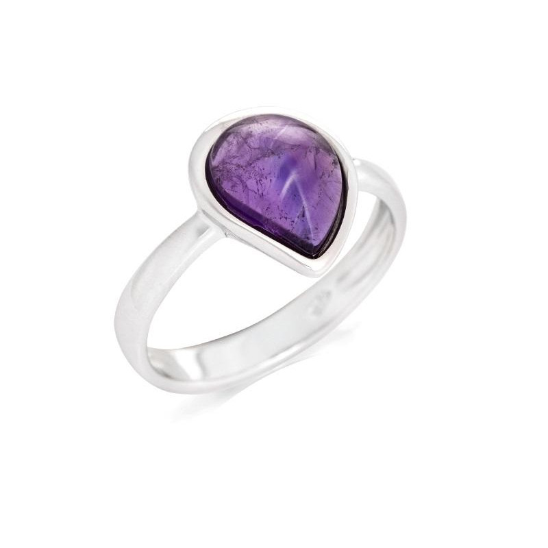 Anello in argento 925 rodiato con ametista viola naturale, per accendere — foto 1
