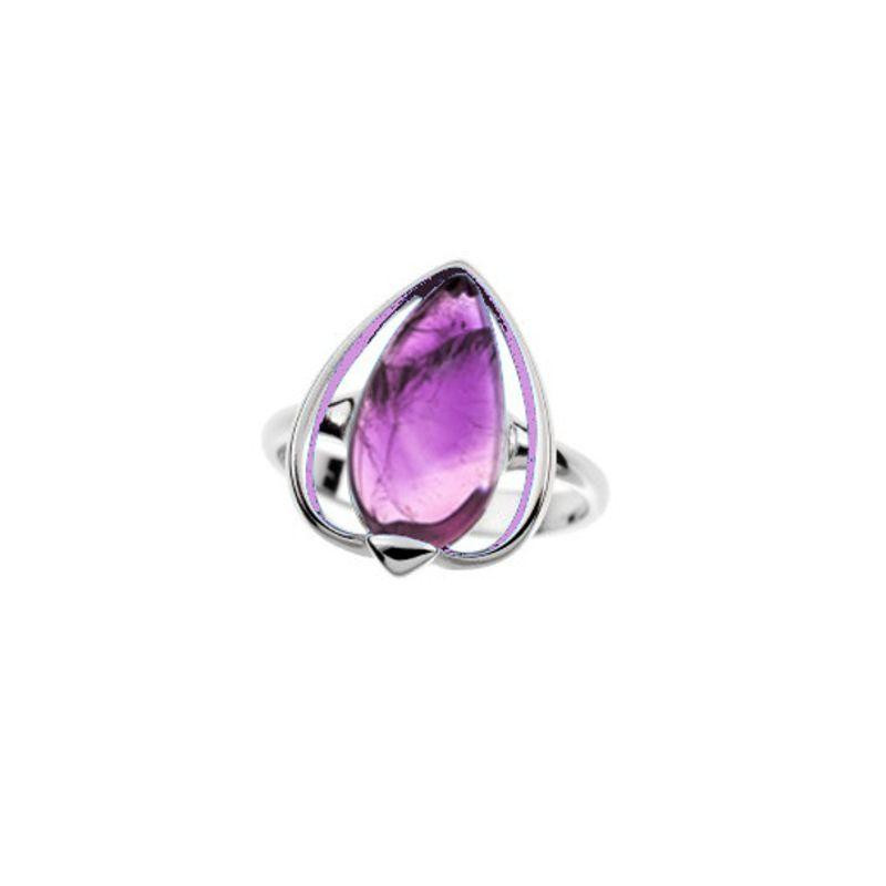 Anello con ametista viola naturale, per evocare l'essenza del trionfo — foto 1