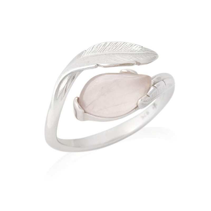 Anello in argento 925 rodiato con quarzo rosa naturale, per ricordare il tuo amore — foto 1