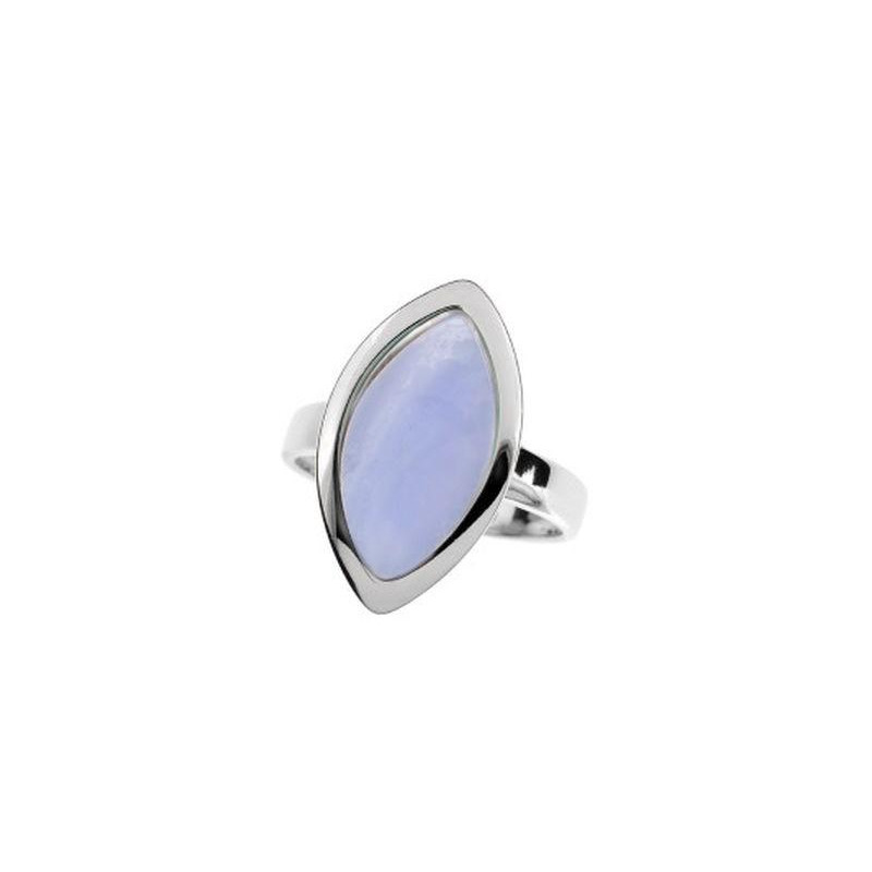 Anello agata naturale a navetta blu, per trasportare la purezza — foto 1