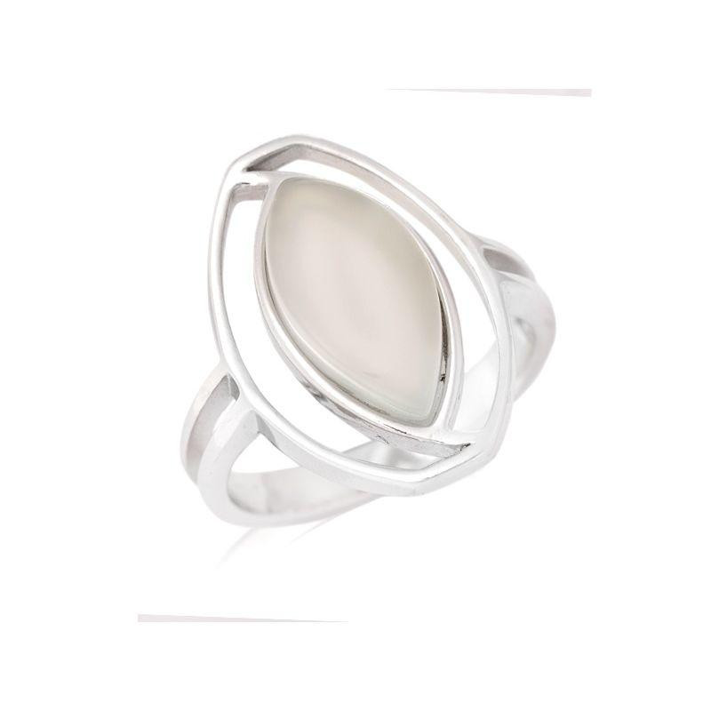 Anello in argento rodiato con agata acqua, per custodire la tua serenità — foto 1
