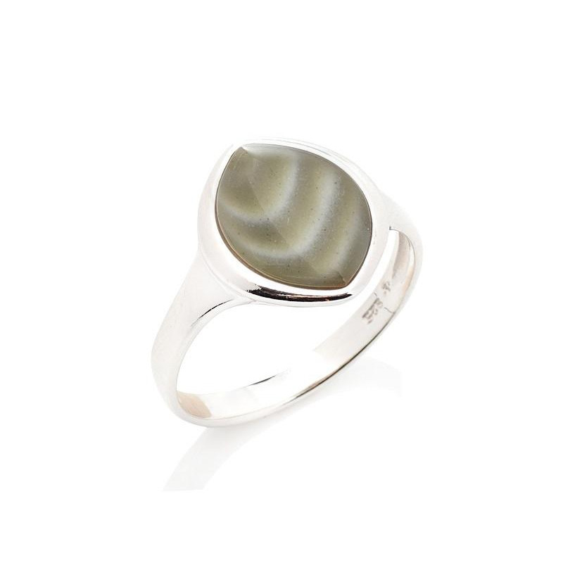 Anello in argento 925 rodiato con selce naturale multicolore, per celebrare la tua unicità — foto 1