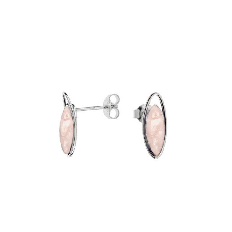 Orecchini in argento 925 rodiato con quarzo rosa naturale, per celebrare la tua dolcezza — foto 1