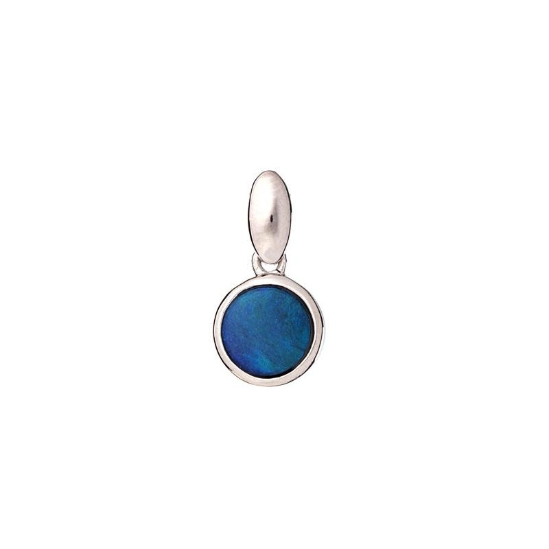 Ciondolo rotondo in argento 925 rodiato con opale blu doppietto, per custodire la serenità — foto 1