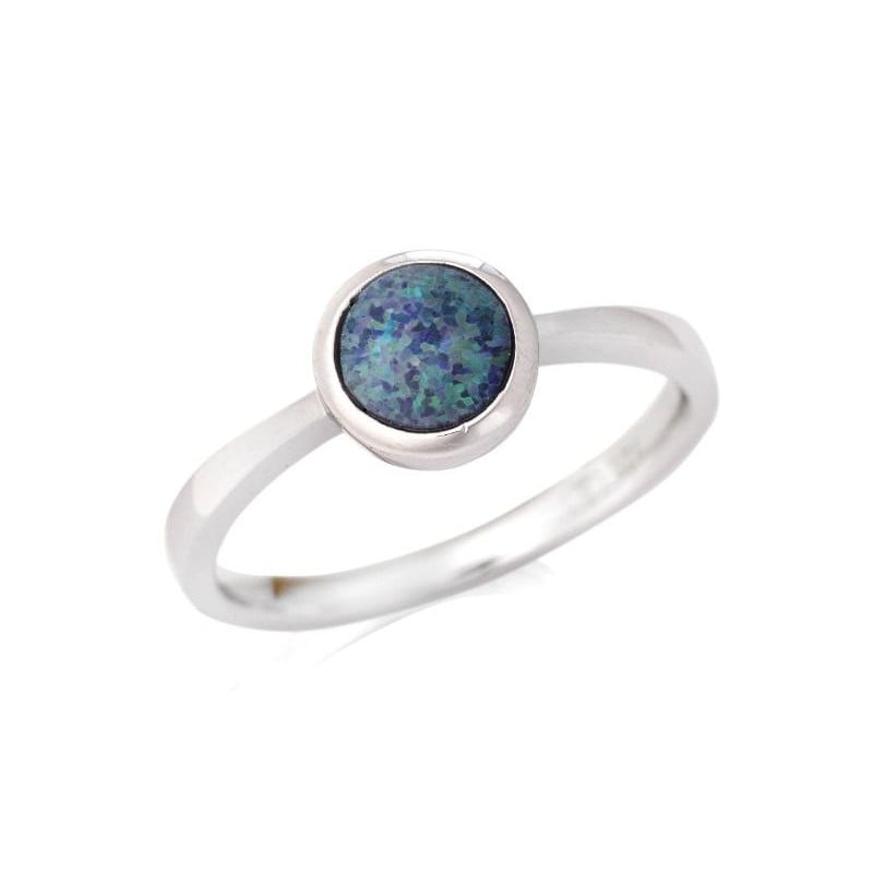 Anello opale blu tondo australiano, per portare l'essenza dell'Oceania — foto 1