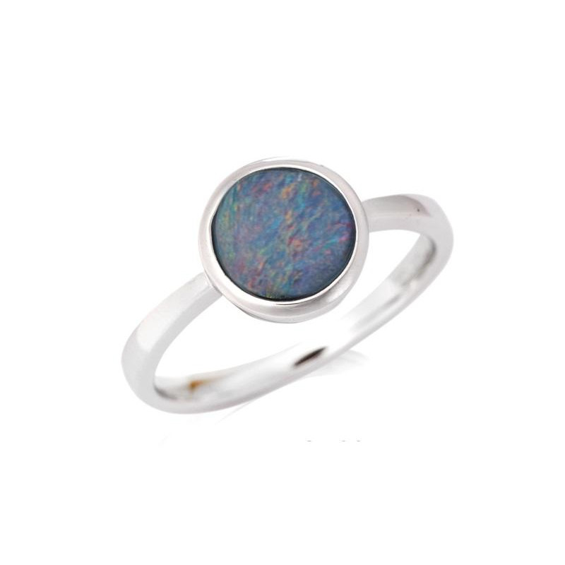 Anello opale blu tondo australiano, per evocare il mare — foto 1