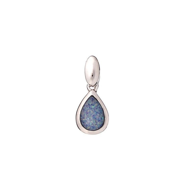 Pendente goccia in opale blu su argento 925 rodiato, per custodire un sogno — foto 1