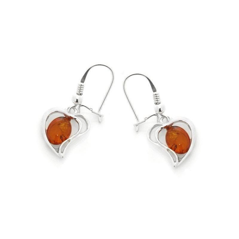 Orecchini cuore ambra cognac, amore duraturo — foto 1