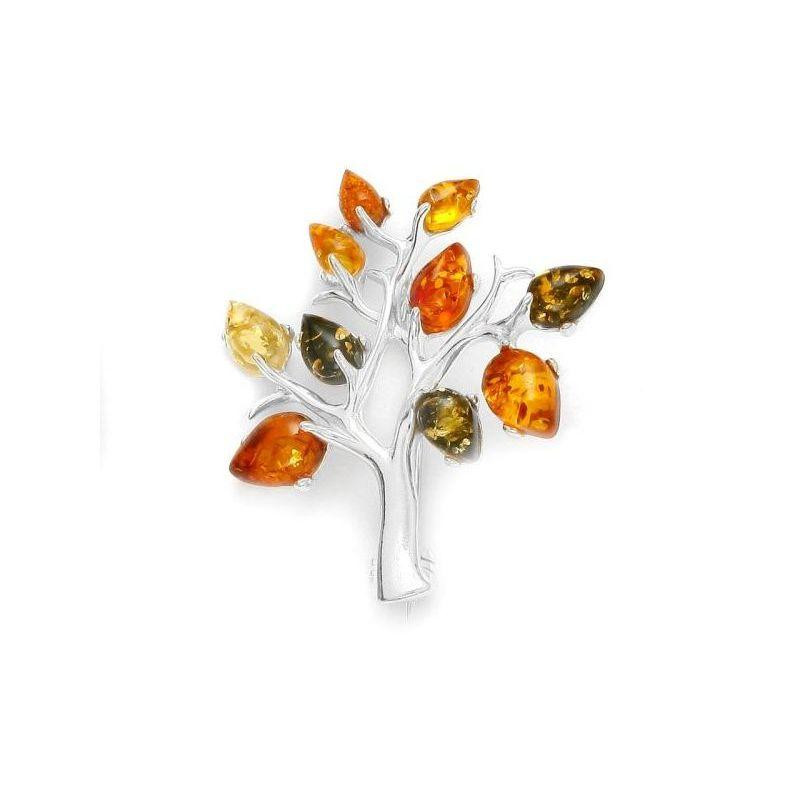 Spilla albero della vita ambra multicolore, per racchiudere l'eterno — foto 1