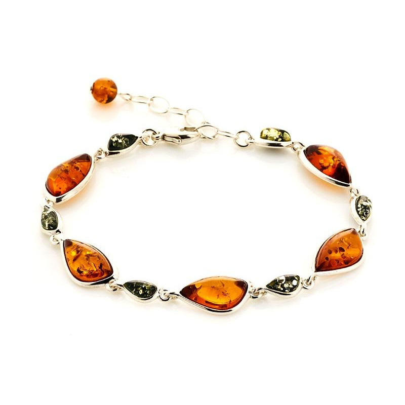 Bracciale in argento rodiato con ambra multicolore, per custodire la luce dei ricordi — foto 1