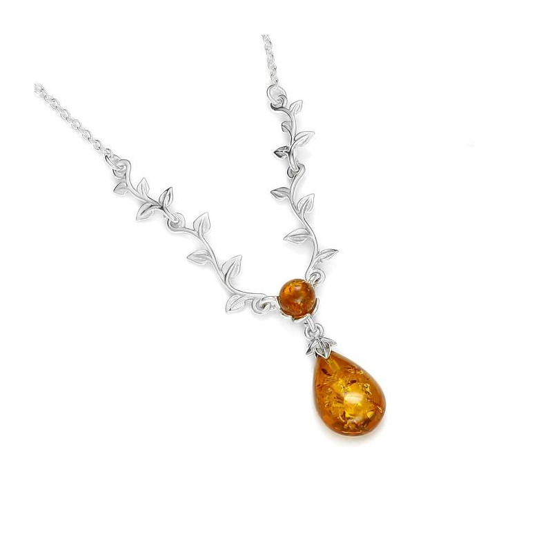 Collana foglia ambra cognac, per portare il tuo spirito nobilissimo — foto 1