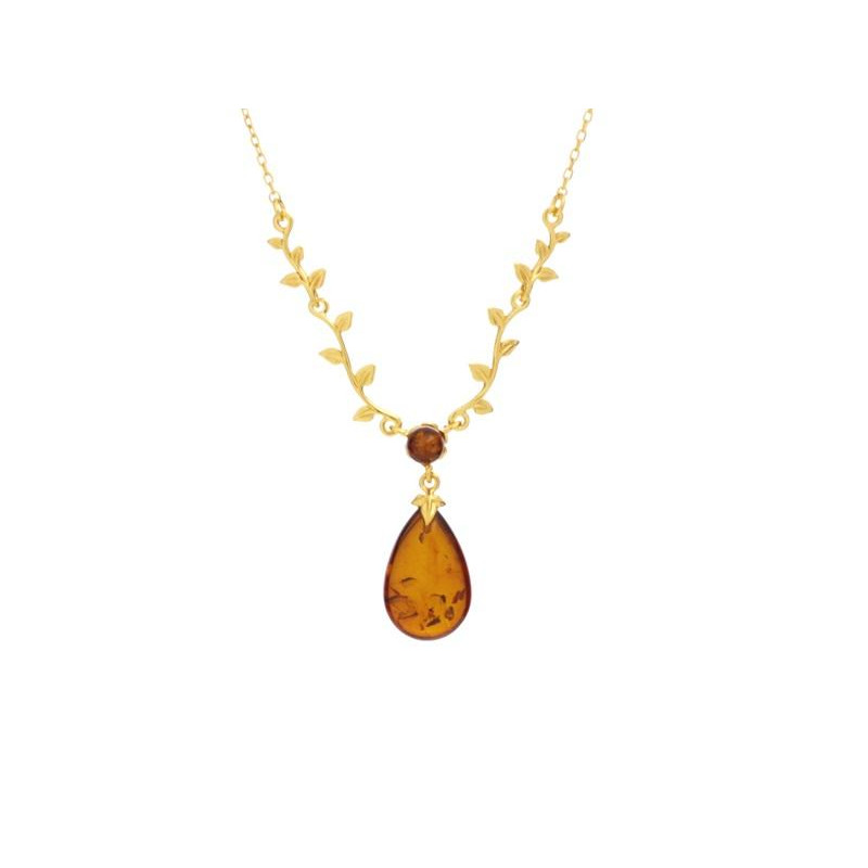 Collana foglia ambra cognac, per evocare il passato — foto 1