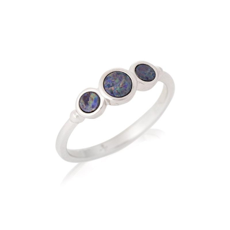 Anello con opale blu australiano in argento 925 rodiato, per custodire la tua serenità — foto 1