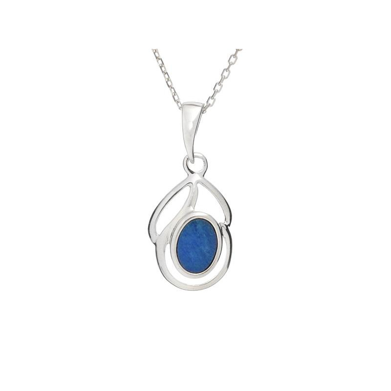 Ciondolo in argento rodiato con opale blu, per illuminare ogni tuo gesto — foto 1