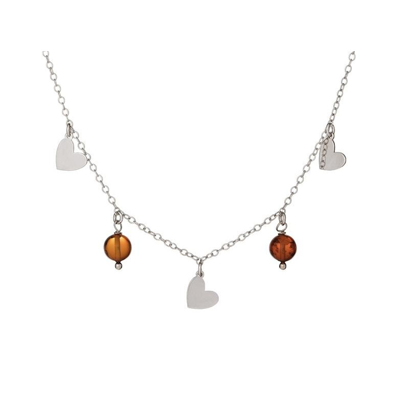 Collana in argento 925 rodiato con ambra cognac, 40 cm, per custodire il tuo splendore — foto 1