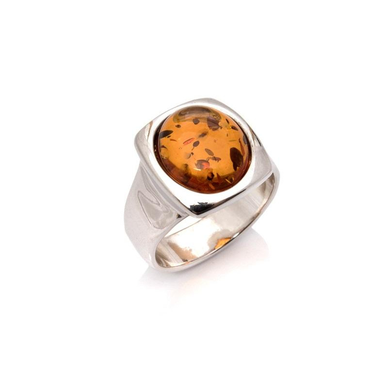 Anello sigillo rettangolare con ambra ovale, per custodire i tuoi segreti — foto 1