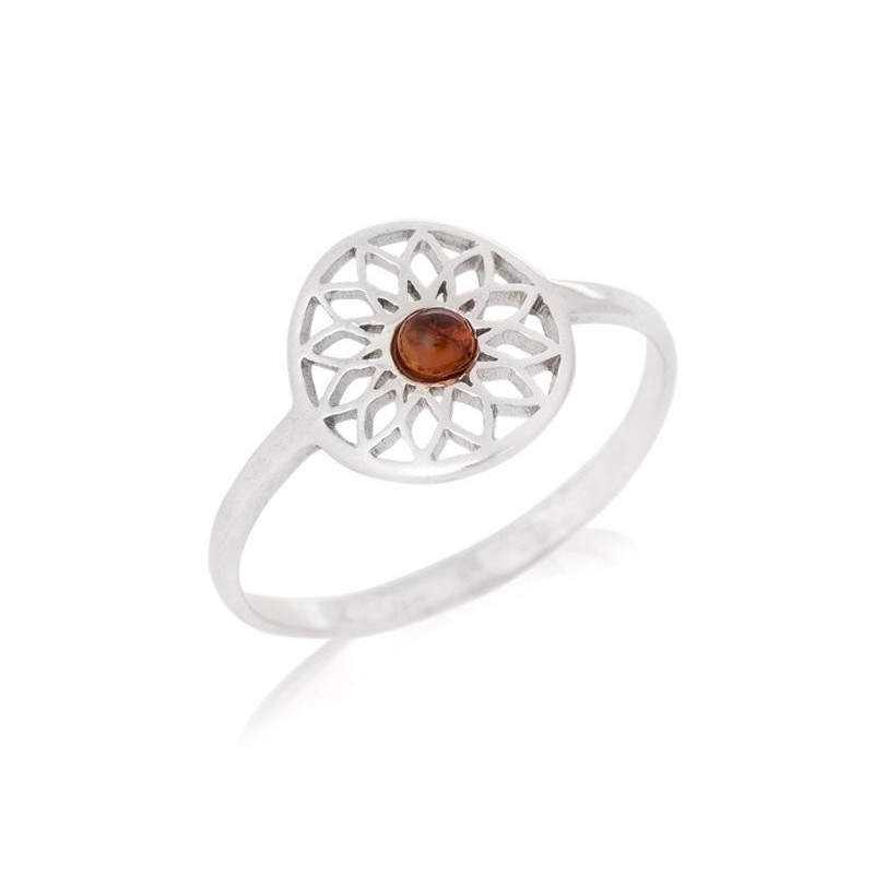 Anello fiore della vita ambra cognac, per evocare i tuoi momenti più dolci — foto 1