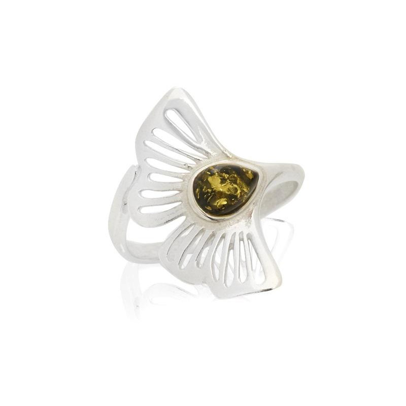 Anello Gingko, Ambra verde naturale, Per conservare i ricordi — foto 1