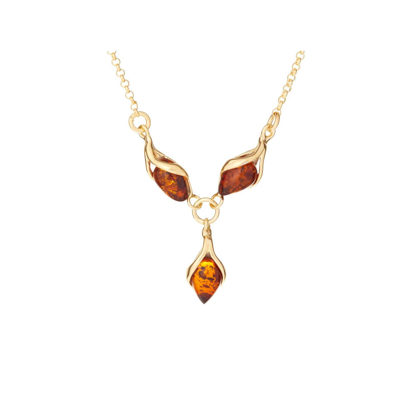 Collana in argento dorato 925 con ambra cognac, 42 cm + 3 cm, per custodire la — foto 1