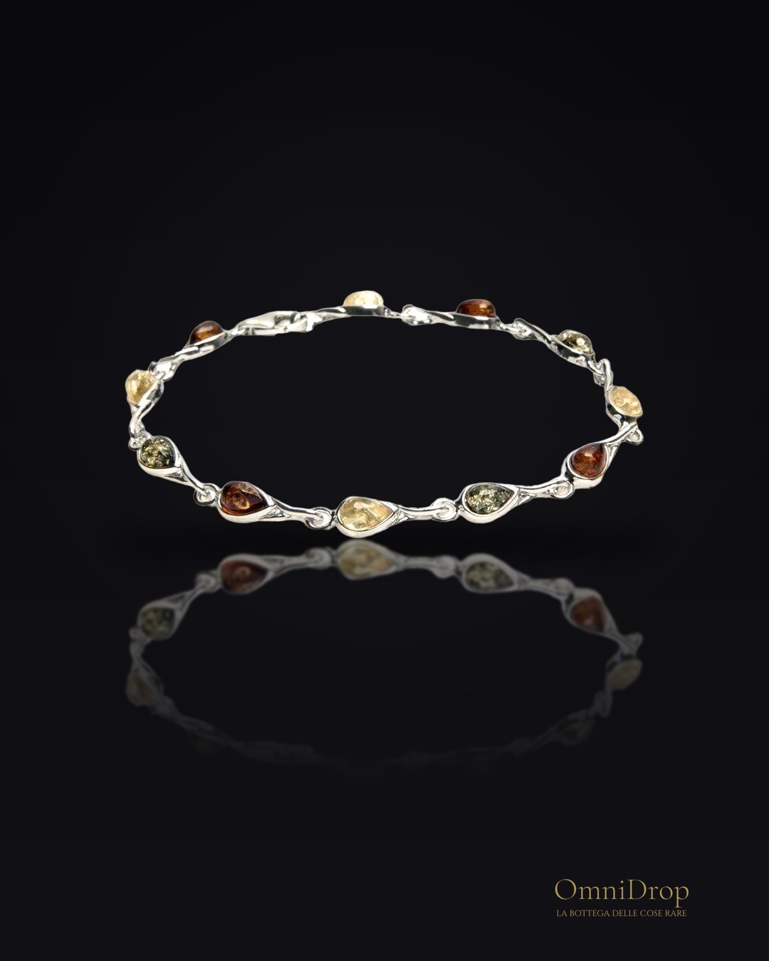 Bracciale ambra multicolore, per evocare la natura