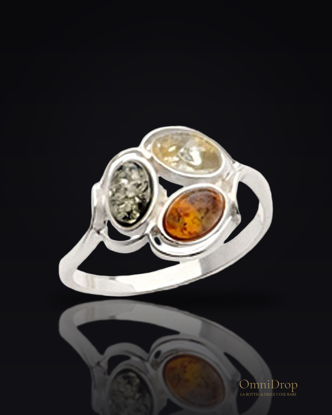 Anello ambra multicolore Mar Baltico, ricordo del mare