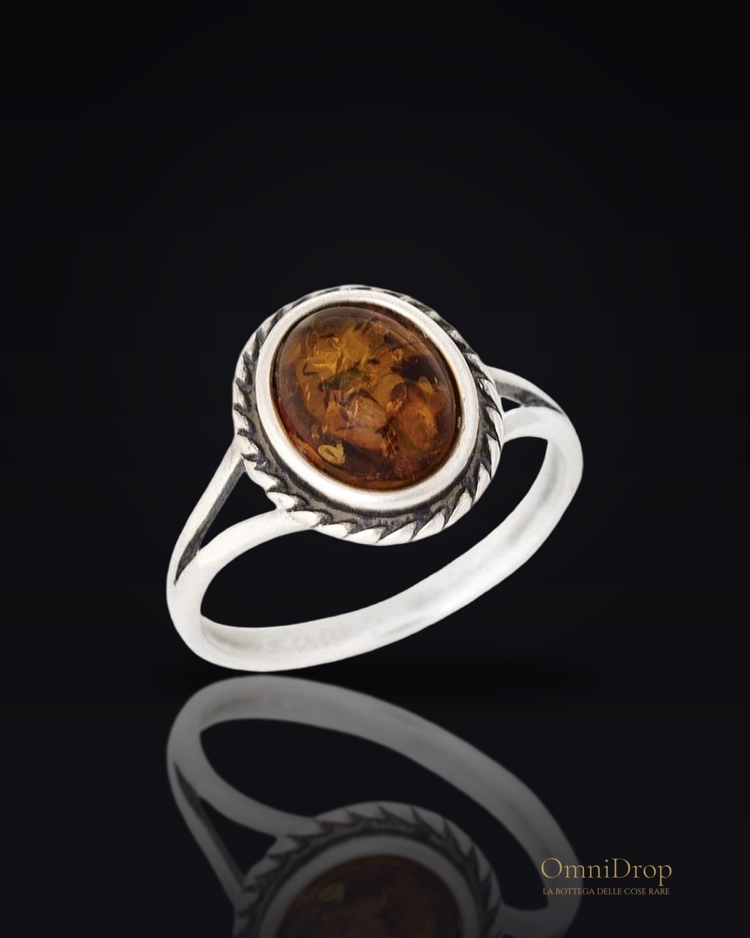 Anello ambra cognac, per racchiudere i tuoi ricordi