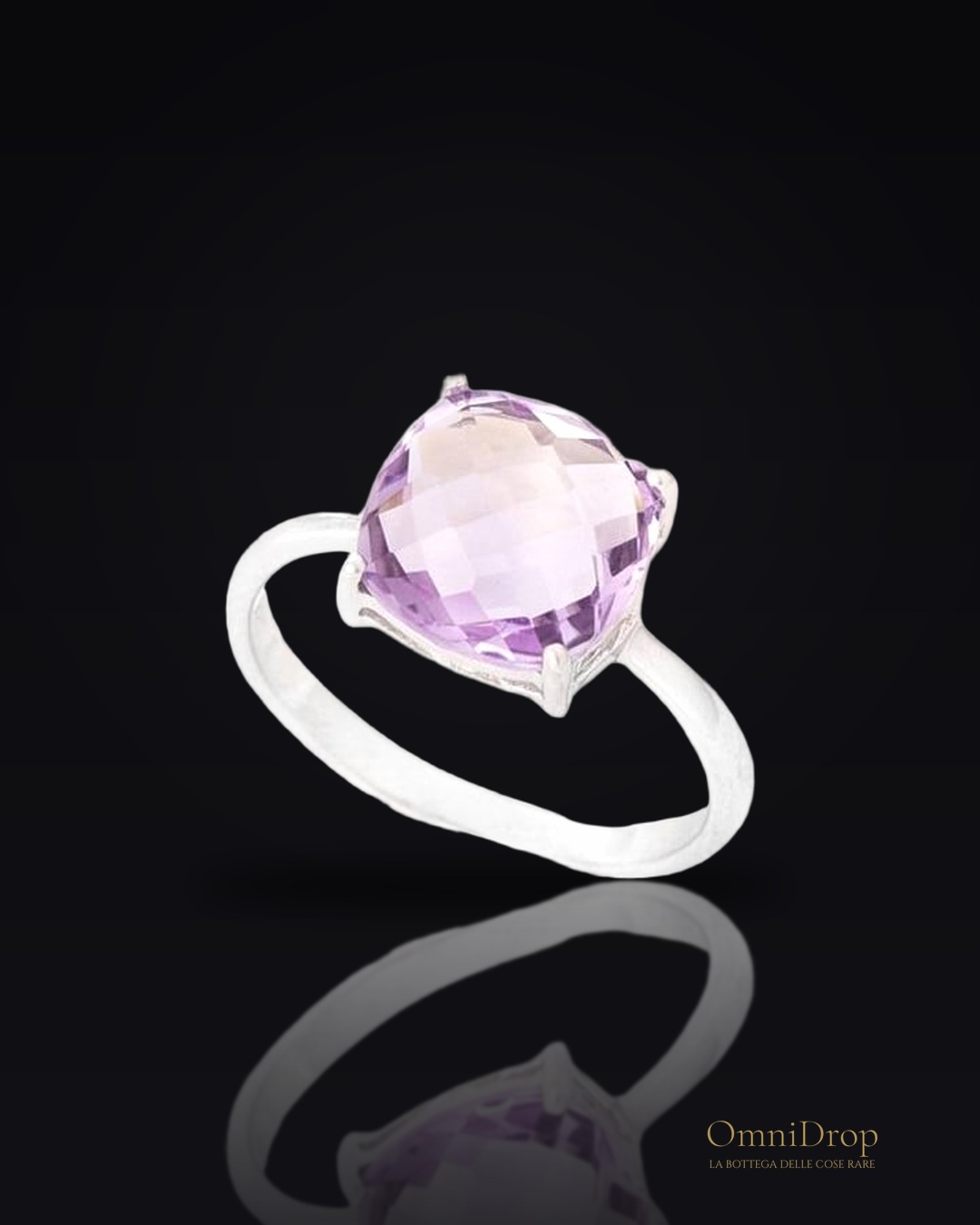 Anello ametista viola naturale, per affascinare l'occhio