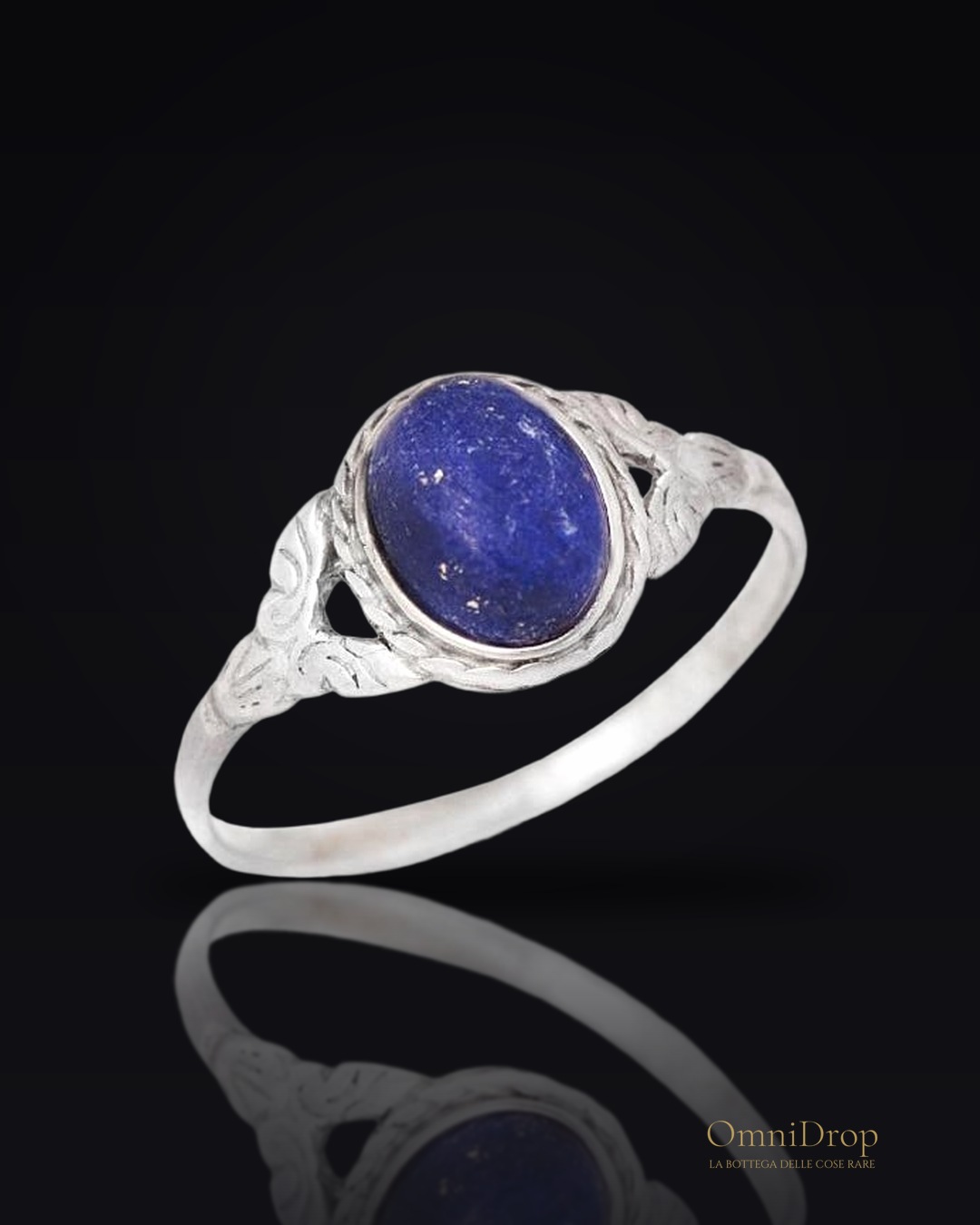 Anello lapislazzuli blu naturale ovale, per evocare il mare