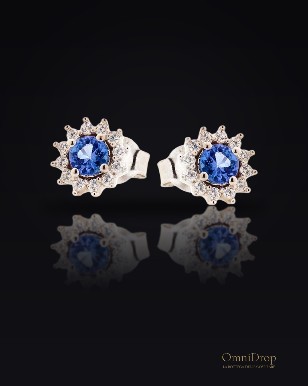 Orecchini in argento 925 rodiato con tanzanite blu naturale, per celebrare la tua eleganza