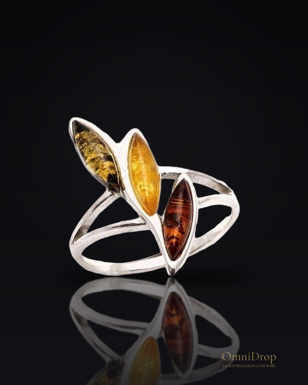 Anello ambra multicolore Mar Baltico, per racchiudere i tuoi sogni