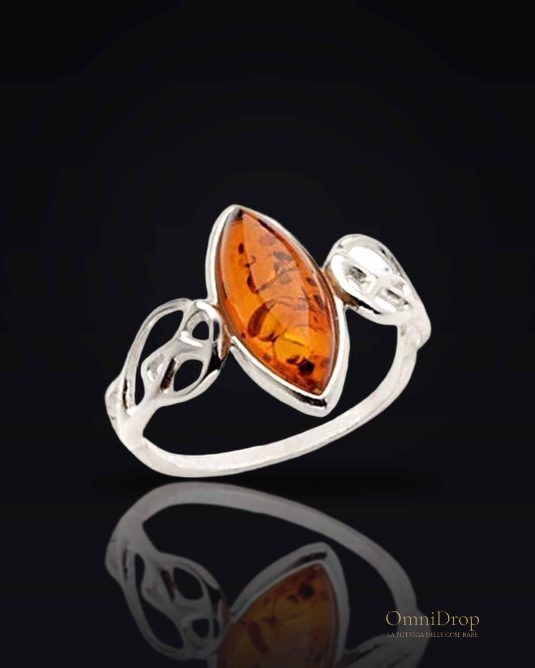 Anello ambra cognac, Mar Baltico, per racchiudere i tuoi ricordi