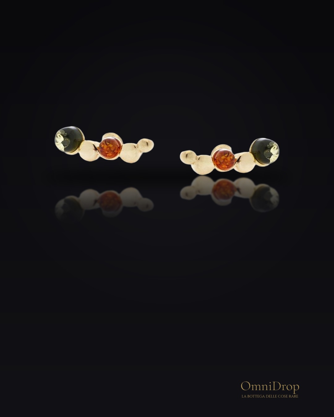 Orecchini in argento dorato e ambra naturale multicolore, per illuminare ogni sguardo