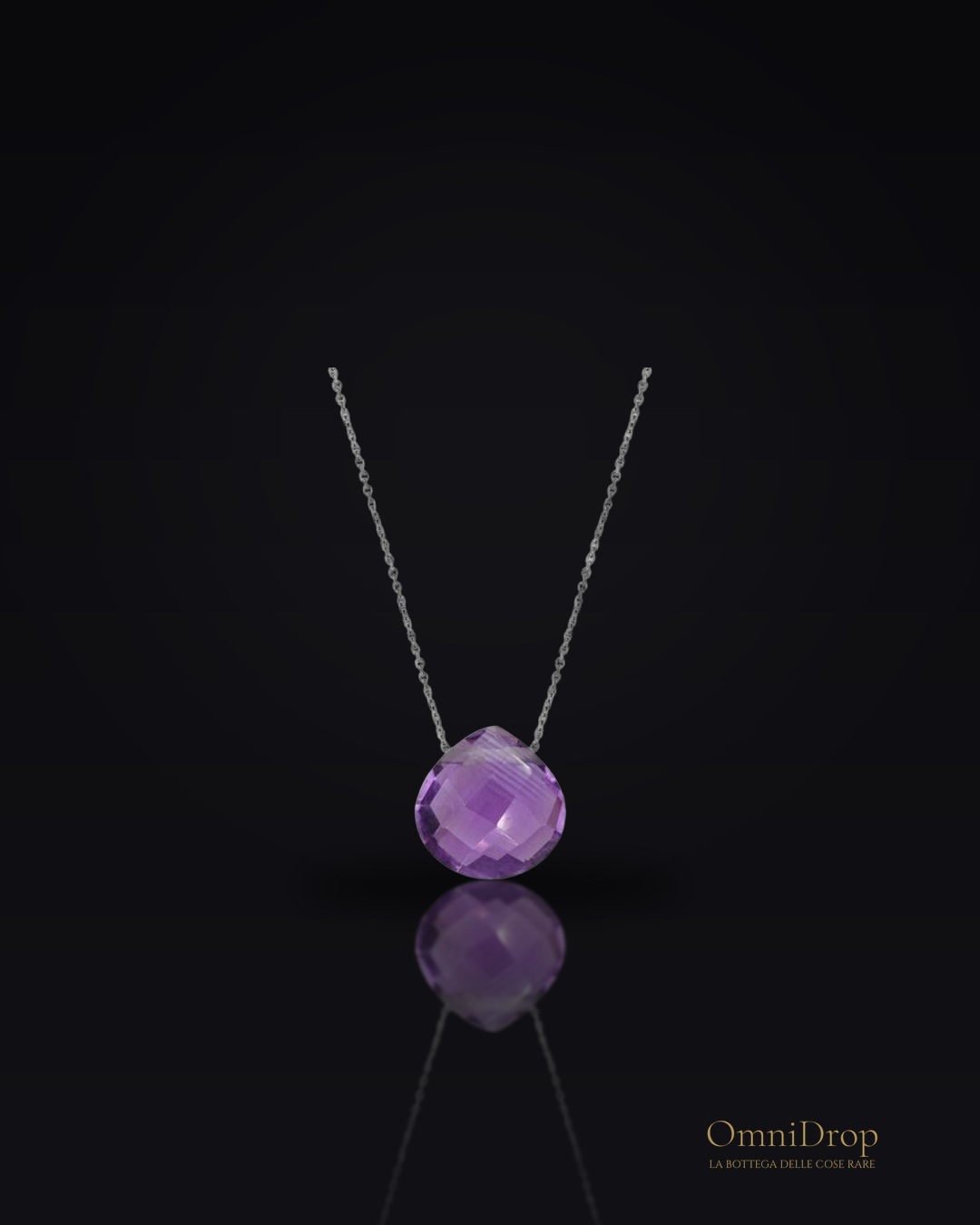 Collana cuore in argento 925 rodiato con ametista viola, per custodire il tuo amore