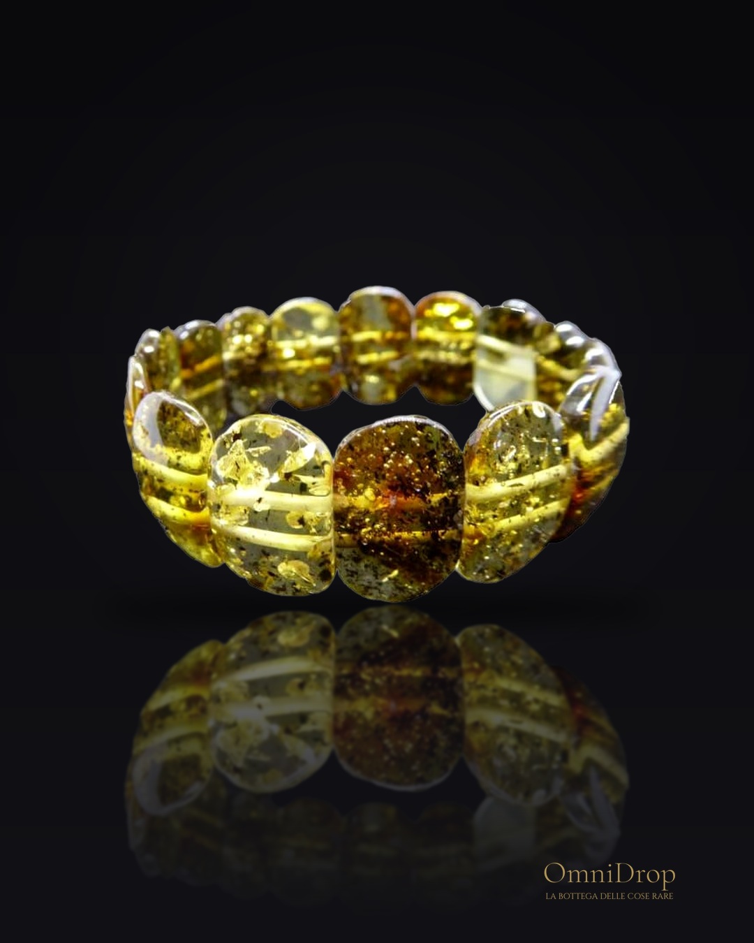 Bracciale in ambra naturale verde, per illuminare ogni tuo gesto